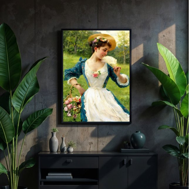 Poster Beauté Jeune Avec Panier De Roses (Créateur téléchargé)