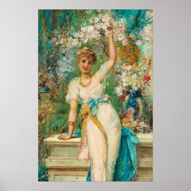 Poster Beauté jeune avec tendances florales par Hans Zatz (Devant)