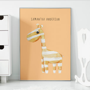Poster Beauté Moderne Giraffe Orange Avec Nom