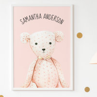 Beauté Moderne Pastel Pink Teddy Ours Avec Nom