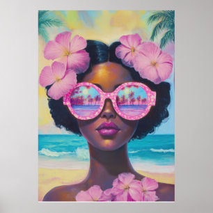 Poster Beauté tropicale dans les tons roses