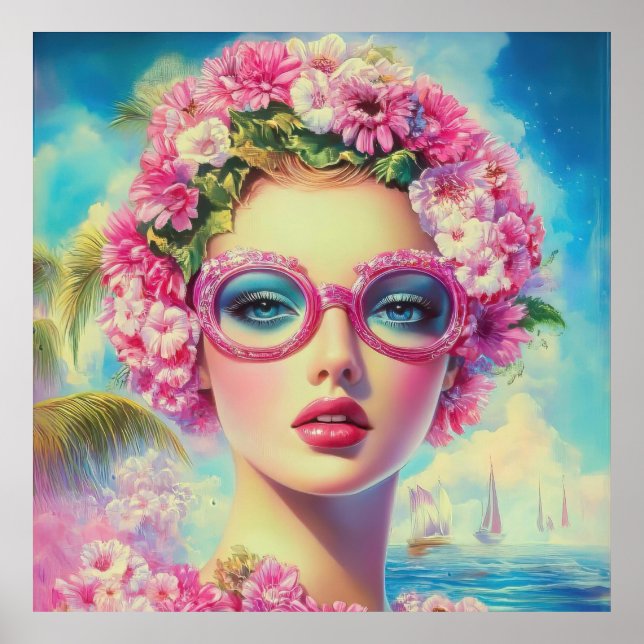 Poster Beauté tropicale rétro (Devant)