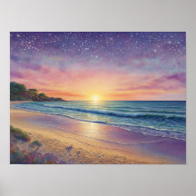 Beautiful Beach Waves and Shore Art