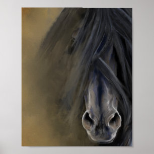 Poster Beautiful Black Horse Decoupage Print