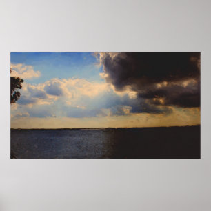 Poster Beautiful Clouds & Lake Oil Painting on Canvas