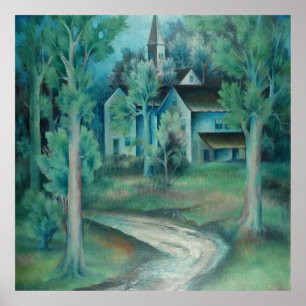 Poster Beautiful Forest House Landscape 