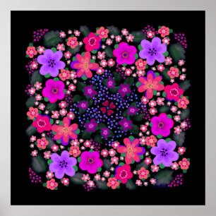 Poster Beautiful Pink and Purple Flowers