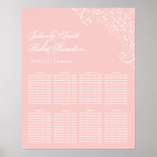 Poster Beautiful Pink Blush Vintage Wedding Seating Chart