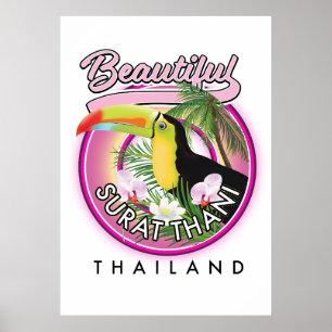 Poster Beautiful Surat Thani thailand logo