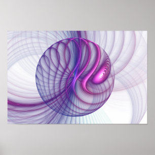 Poster Beautiful Swing Modern Abstract Fractal Art Pink