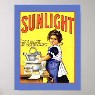 Poster Beautiful Vintage 1889 Sunlight Laundry Soap Girl