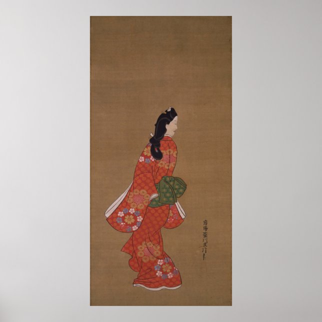 Poster Beauty Regard sur le passé par Hishikawa Moronobu (Devant)