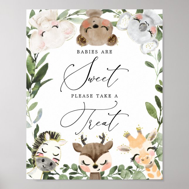 Poster Beaux Animaux Les Baby showers Bébés sont doux sig (Devant)