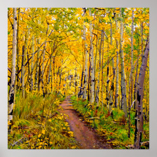 Poster Beaux arbres d'Aspe en automne splendide