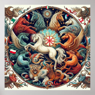 Poster "Beaux chevaux mystiques" 30