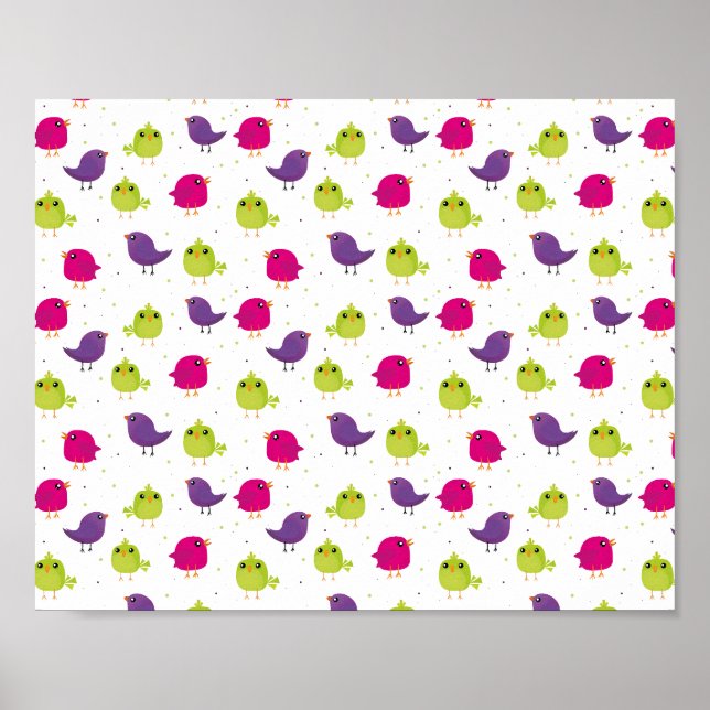 Poster Beaux oiseaux colorés (Devant)