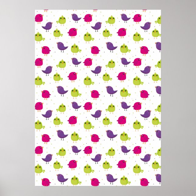 Poster Beaux oiseaux colorés (Devant)