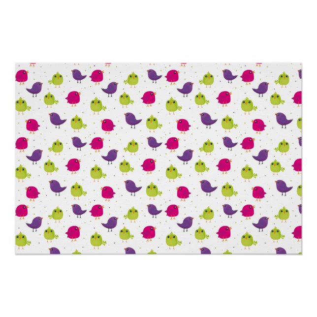 Poster Beaux oiseaux colorés (Devant)