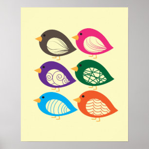 Poster Beaux oiseaux excentriques et colorés