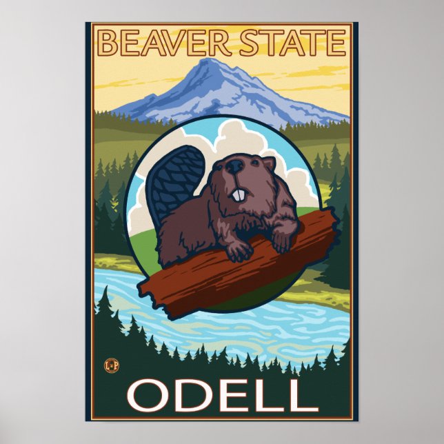Poster Beaver & Mt. Hood - Odell, Oregon (Devant)