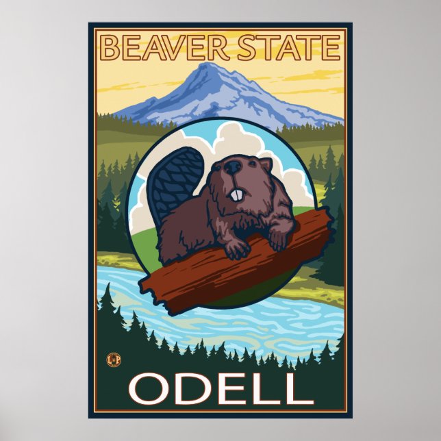 Poster Beaver & Mt. Hood - Odell, Oregon (Devant)