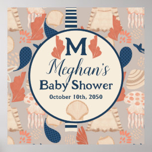 Poster Bébé à bord Baby shower nautique