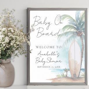 Poster Bébé à Bord Signe de Bienvenue pour Baby Shower su