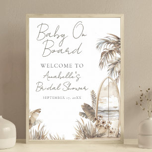 Poster Bébé à Bord Signe de Bienvenue pour Baby Shower su
