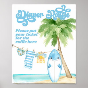 Poster Bébé à bord Surf Boy Baby shower Devoir