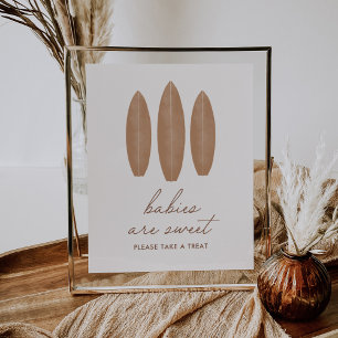 Poster Bébé à bord Surfboard Bébés sont doux signe