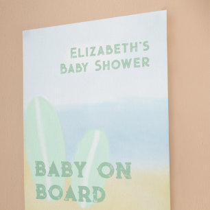 Poster Bébé à bord Surfing Plage Aquarelle Baby Shower