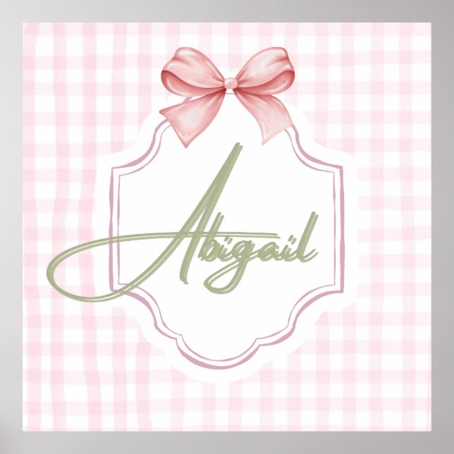 Poster Bébé Abigail Personnalisé Fille Nursery Bow&En vic (Devant)