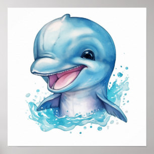 Poster Bébé adorable Dolphin Nursery Art
