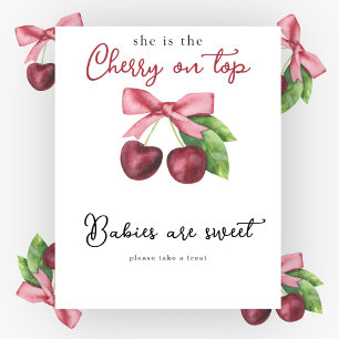 Poster Bébé arc cerise Baby shower Les bébés sont doux