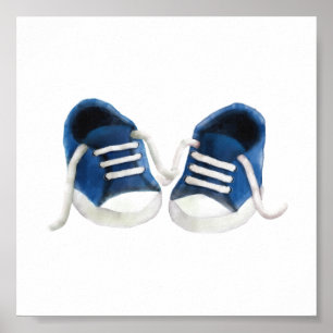 Poster Bébé bleu Basket peinture art Imprimer