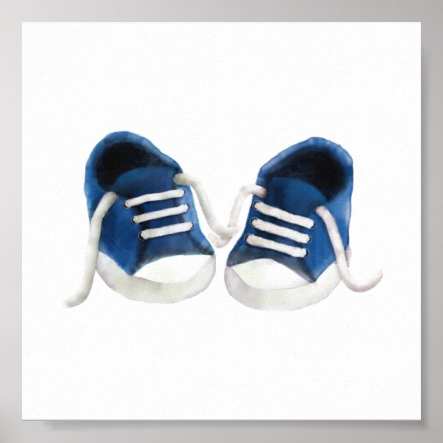 Poster Bébé bleu Basket peinture art Imprimer (Devant)