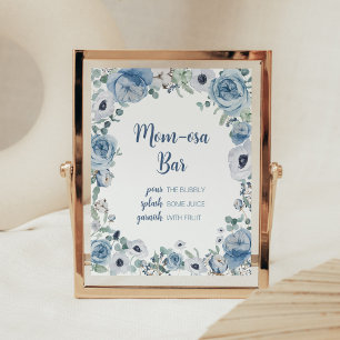 Poster Bébé bleu en fleur Baby shower Maman Osa Bar