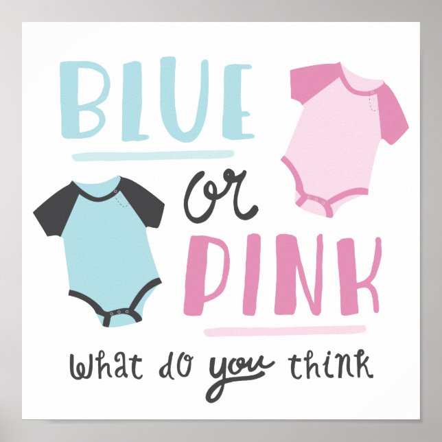 Poster Bébé bleu ou rose Genre Révéler Fête Douche (Devant)