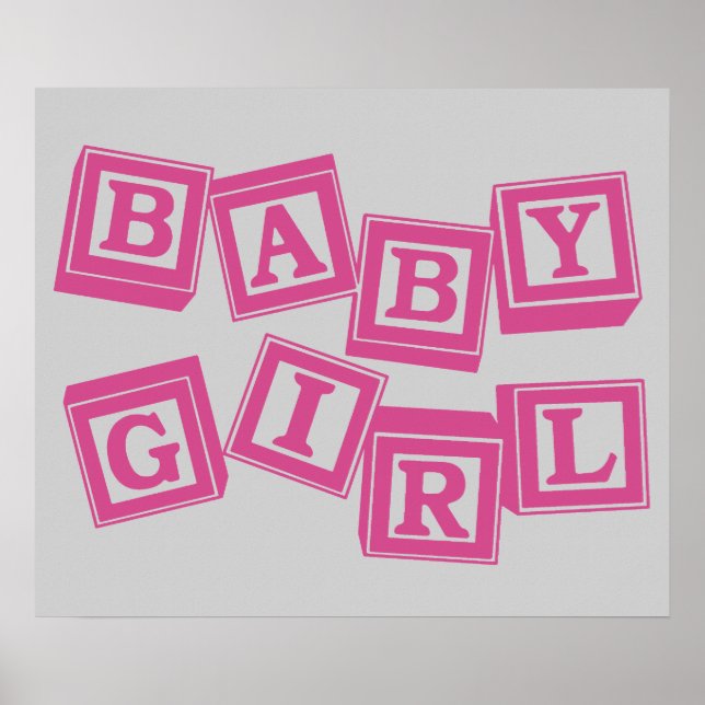 Poster Bébé Blocs Alphabet Bleu Bois (Devant)