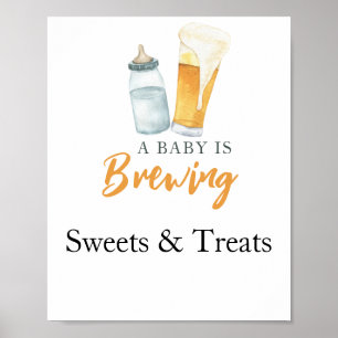 Poster Bébé brasse des douceurs et des friandises pour la