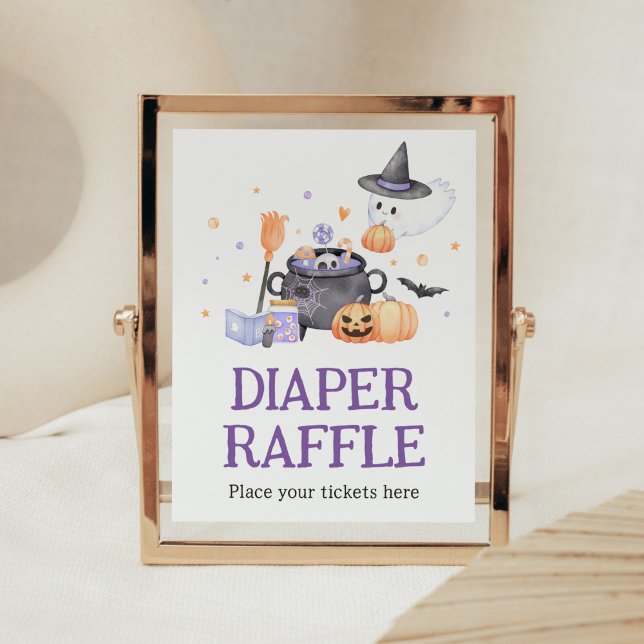 Poster Bébé brasse du chevalet à couches violettes (Baby is Brewing Baby Shower Diaper Raffle Sign
)