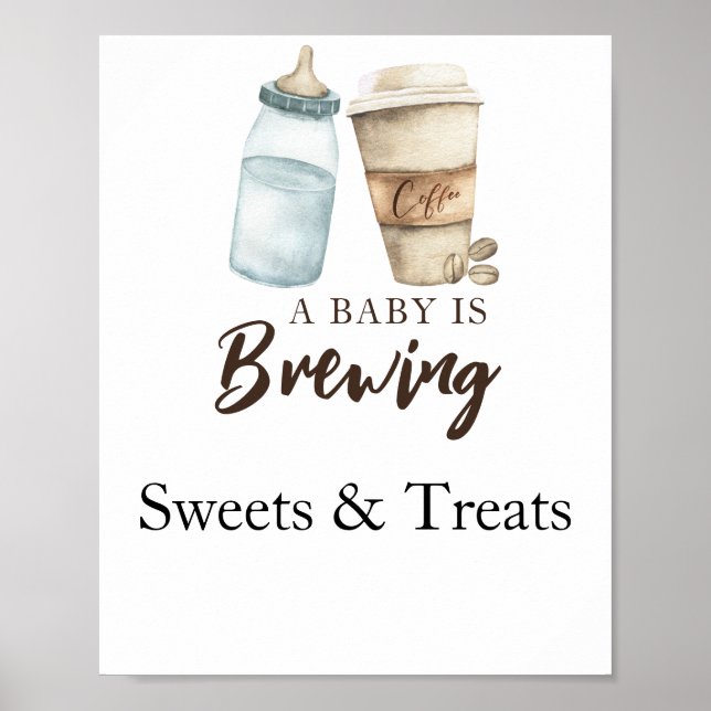 Poster Bébé brasse Sweets et friandises baby shower (Devant)