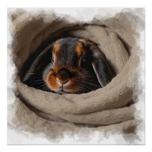 Poster Bébé Bunny souillé dans une Blankie