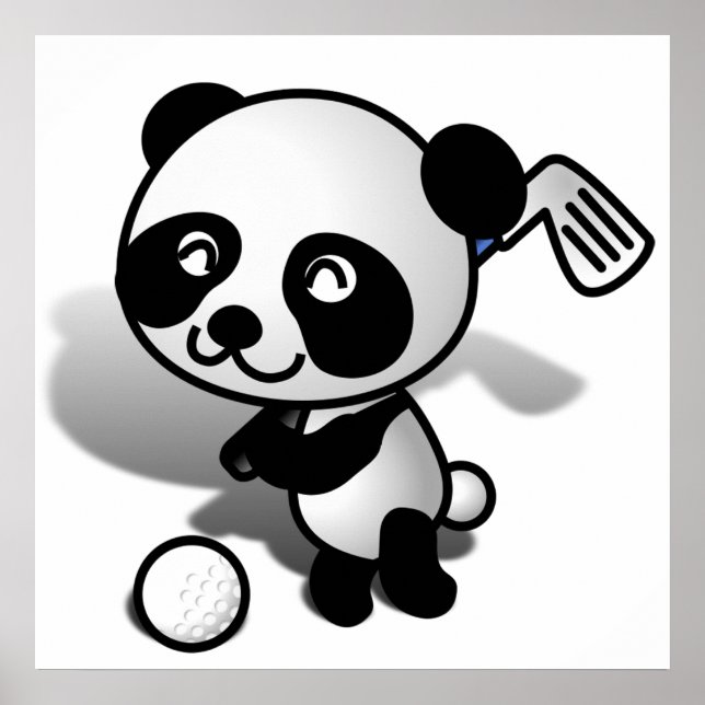 Poster Bébé Cartoon Bébé Panda Ours Golf (Devant)