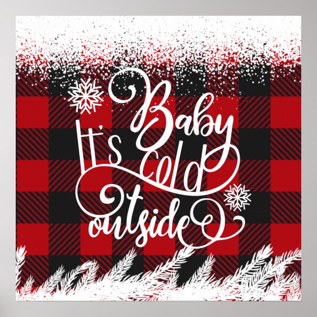 Poster Bébé c'est froid à l'extérieur de Buffalo Plaid (Devant)