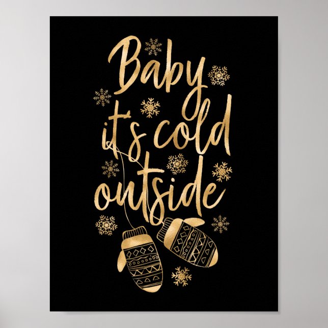 Poster Bébé C'est froid à l'extérieur Faux Gants d'huile  (Devant)