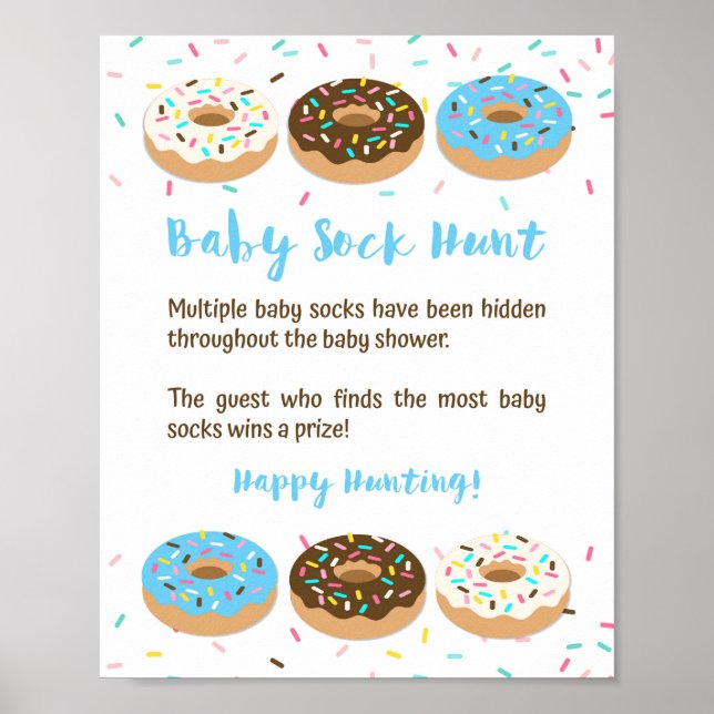 Poster Bébé Chasse au soq Bleu Donut Sprinkle Jeu (Devant)