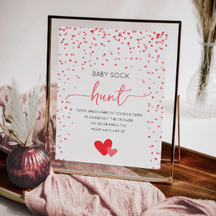 Poster Bébé Chasse Sock Jeu de Baby shower des signes