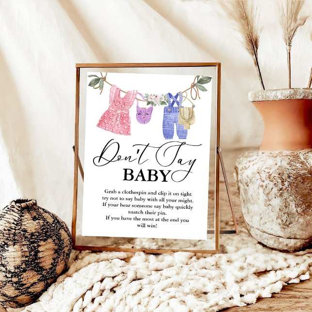 Poster Bébé Clothesline ne dit pas signe de fête de bébé (Créateur téléchargé)