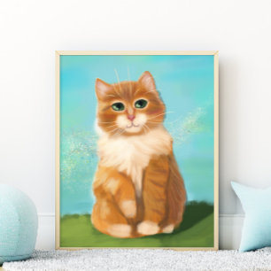 Poster Bébé De Chat Orange Et Décor De Nourriture Pour En